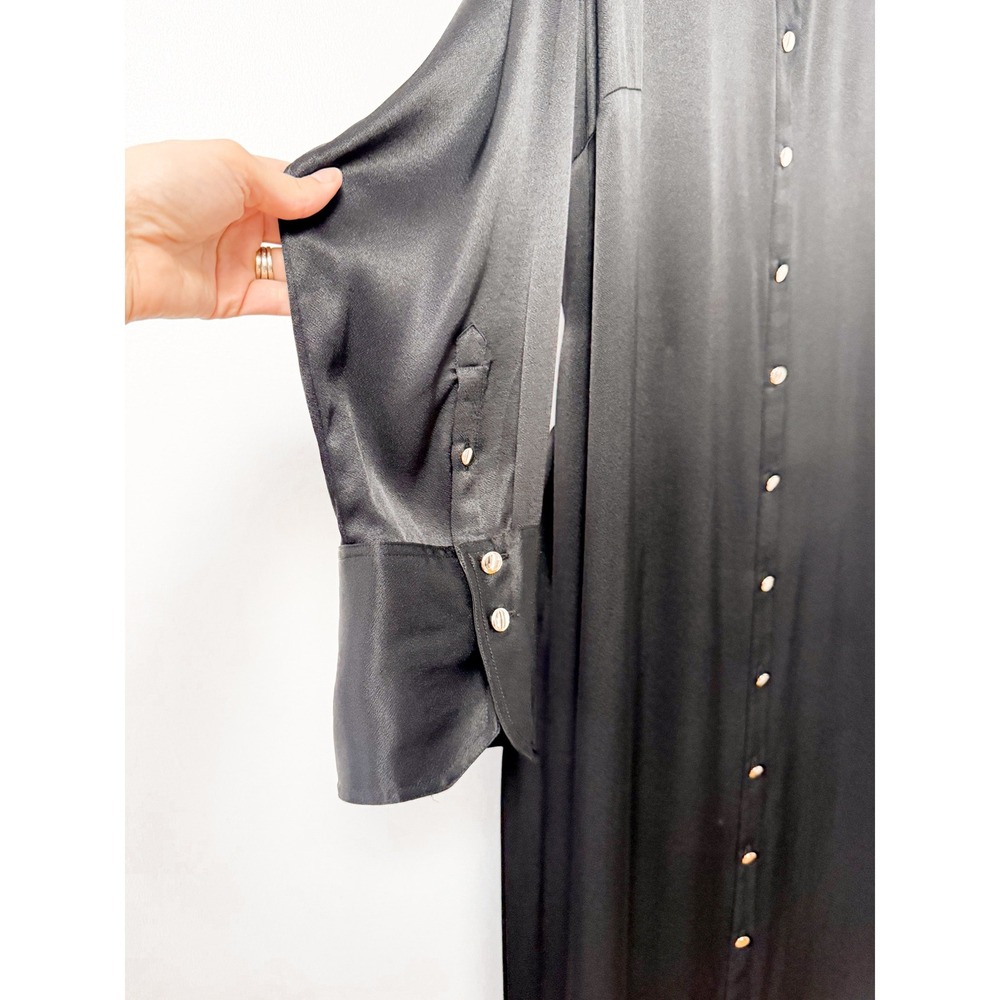 J.Crew Drapey Satin Maxi Shirt Dress Long Sleeve Button Down Belt Luster 18 - Picture 8 of 11